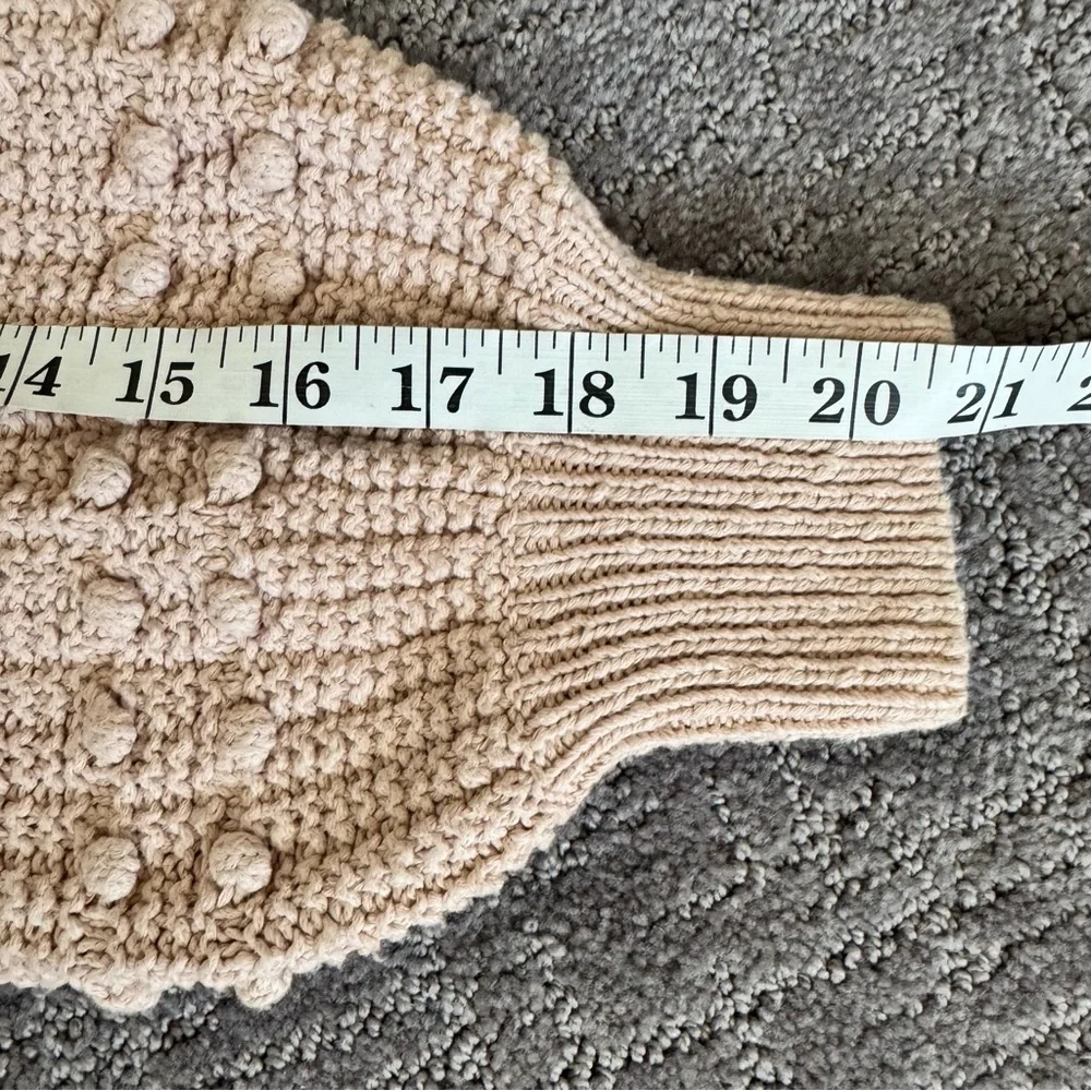 MADEWELL Sweater Women’s Medium Beige Bobble Chunky Balloon Sleeve Pullover EUC